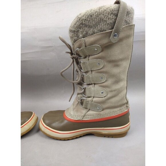 Sorel Boots Women's Size 8 Joan Of Arctic Winter Snow Tan Orange Leather - Picture 6 of 13